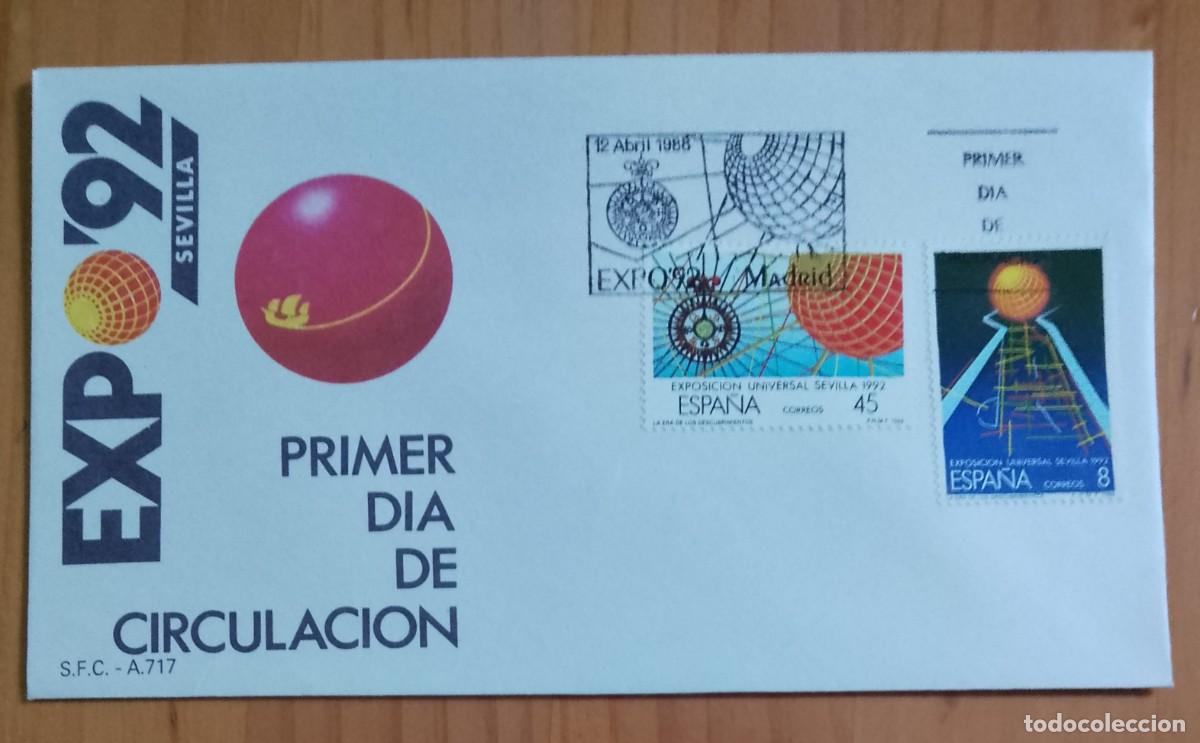 Sellos: SOBRE PRIMER DIA - EXPO&acute;92 - SEVILLA - Foto 1