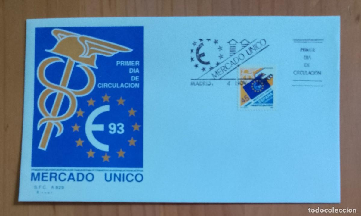 Sellos: SOBRE PRIMER DIA - MERCADO UNICO 93 - Foto 1