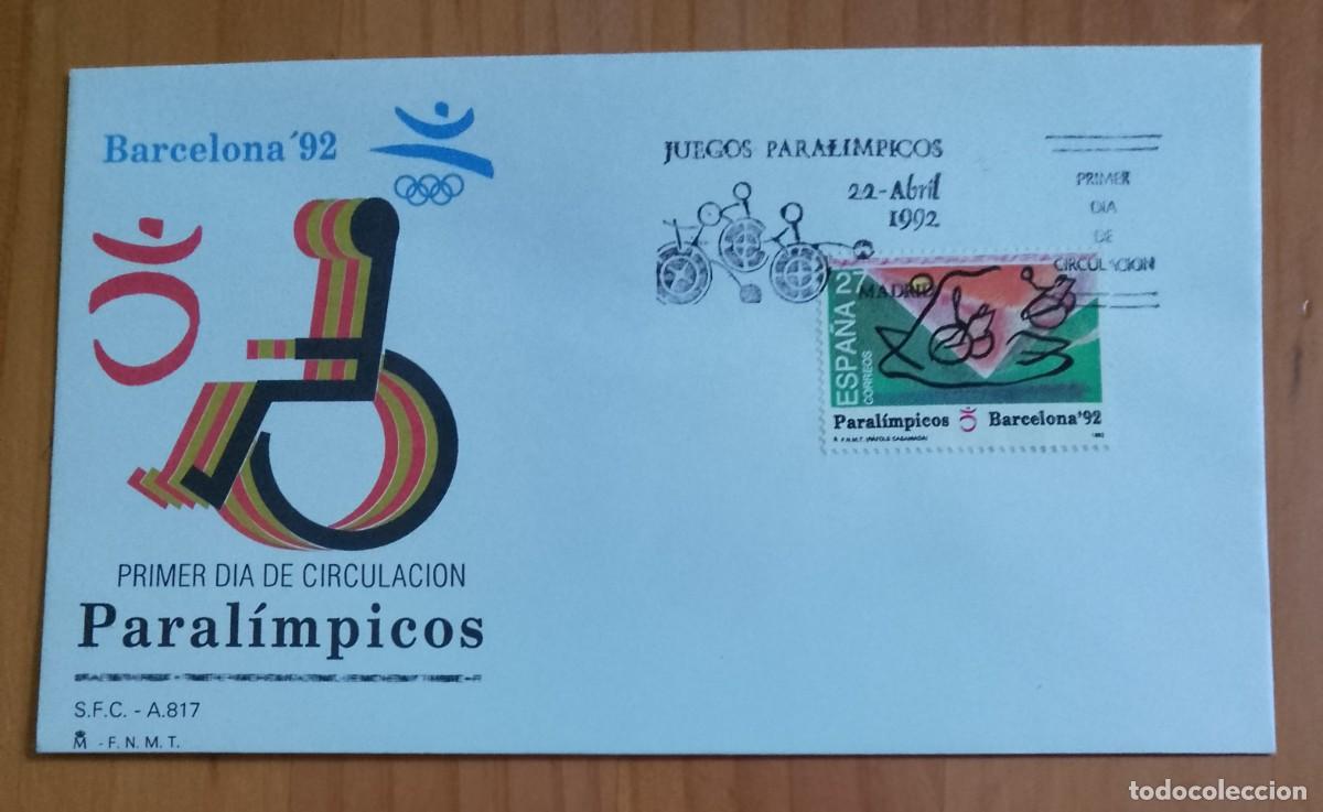 Sellos: SOBRE PRIMER DIA - PARALIMPICOS, BARCELONA&acute;92 - Foto 1