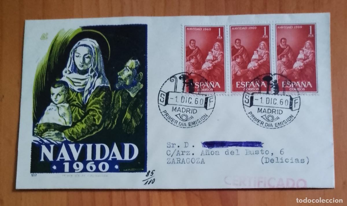 Sellos: SOBRE PRIMER DIA - NAVIDAD 1960 - CERTIFICADO - Foto 1
