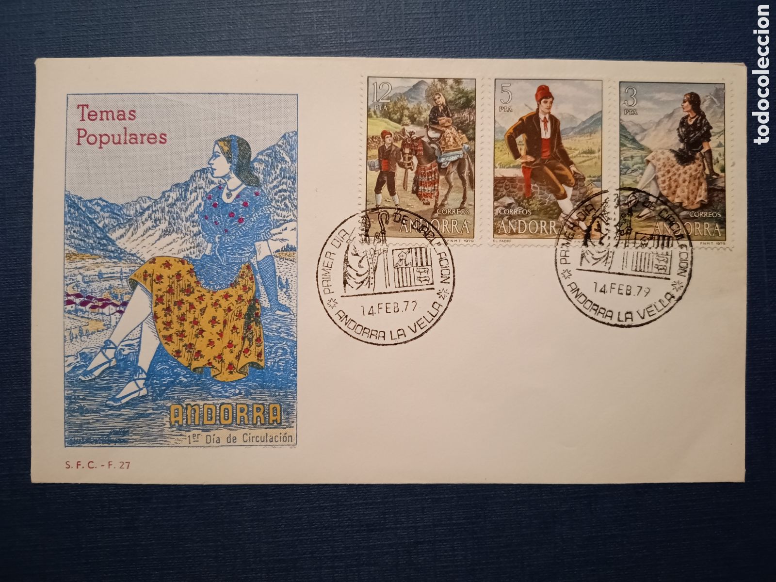 Stamps: ANDORRA - SOBRE PRIMER DIA - 14 FEBRERO 1979 - TEMAS POPULARES
