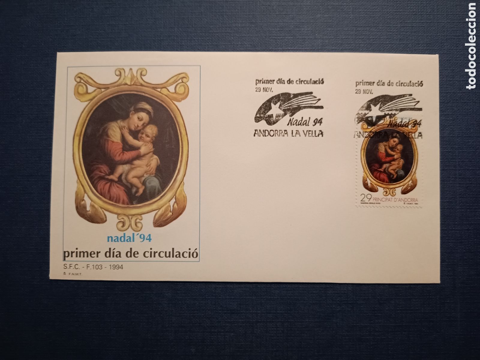 Stamps: ANDORRA - SOBRE PRIMER DIA - 29 NOVIEMBRE 1994- NADAL