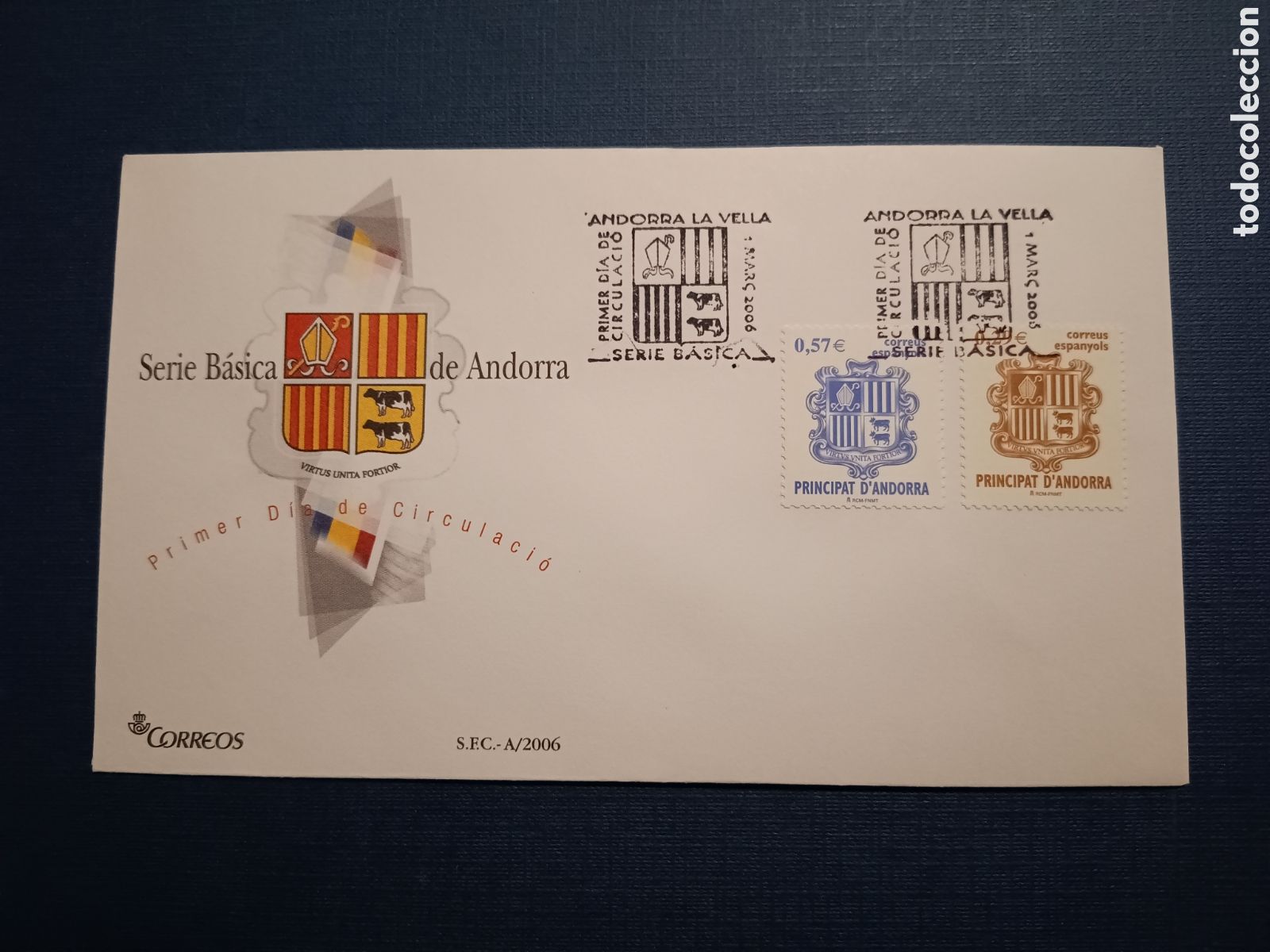 Stamps: ANDORRA - SOBRE PRIMER DIA - 1 MARC 2006 - SERIE BASICA