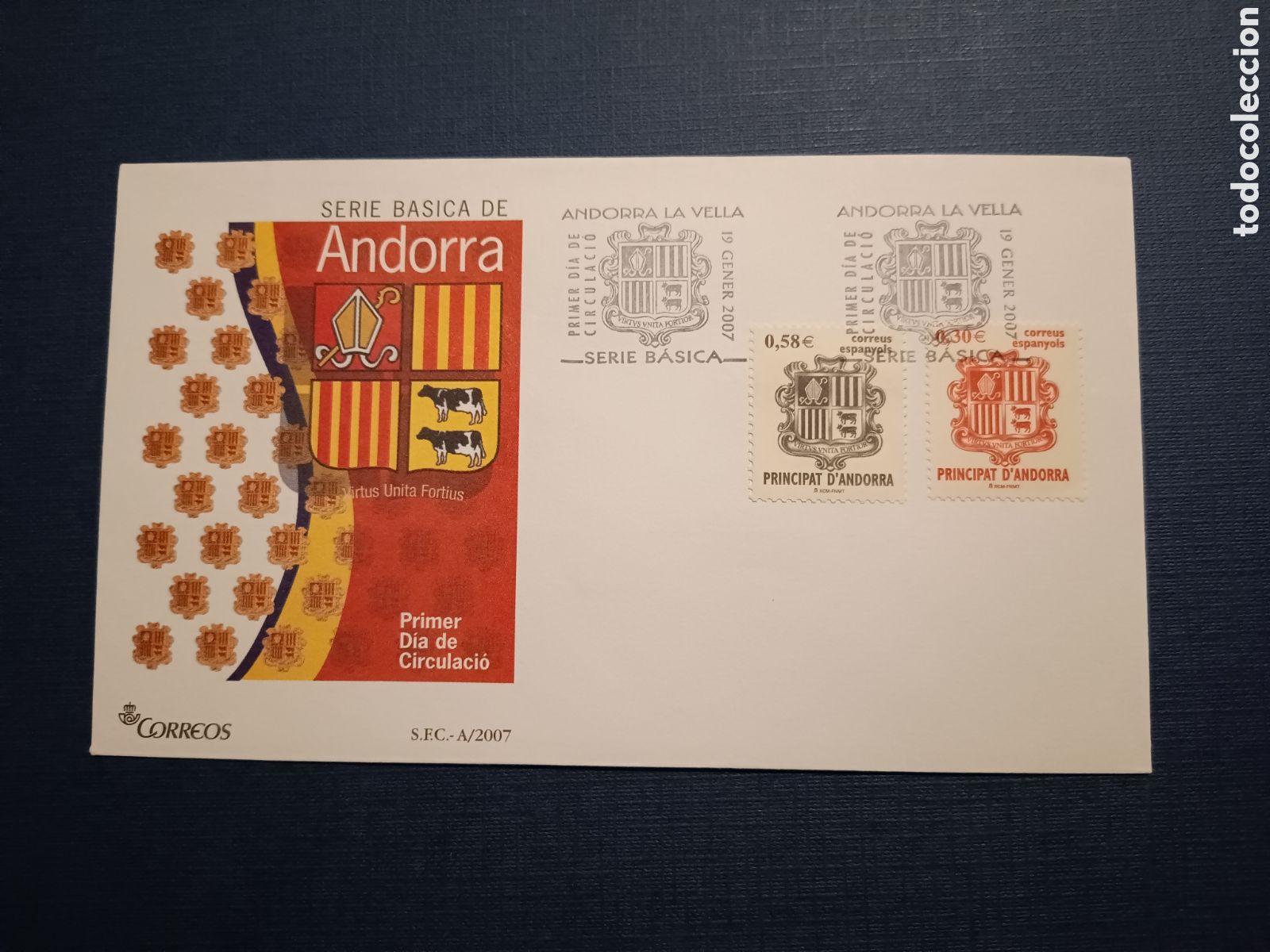 Selos: ANDORRA - SOBRE PRIMER DIA - 19 GENER 2007 - SERIE B&Aacute;SICA