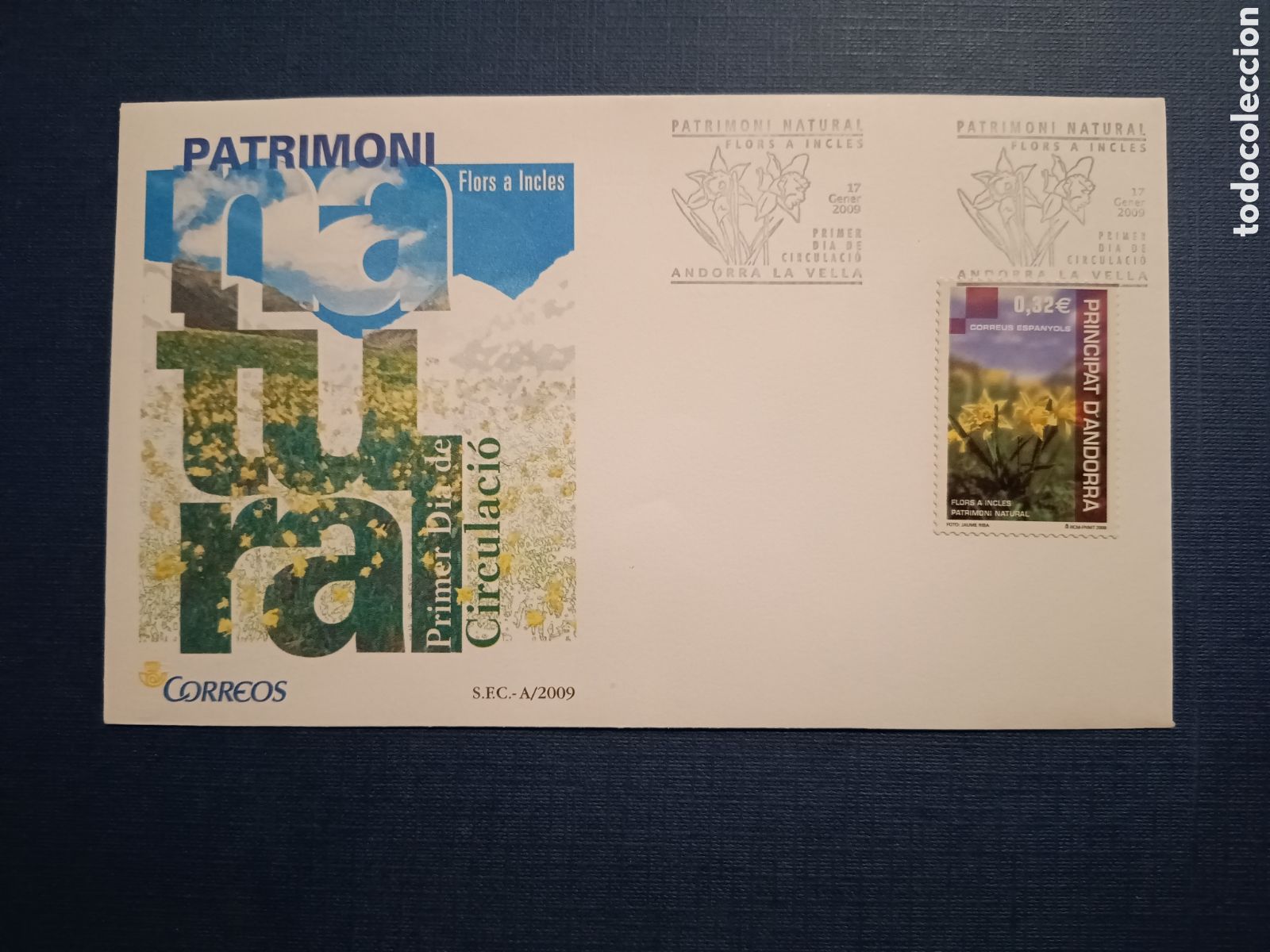 Stamps: ANDORRA - SOBRE PRIMER DIA - 17 GENER 2009 - PATRIMONI NATURAL - FLORS A INCLES