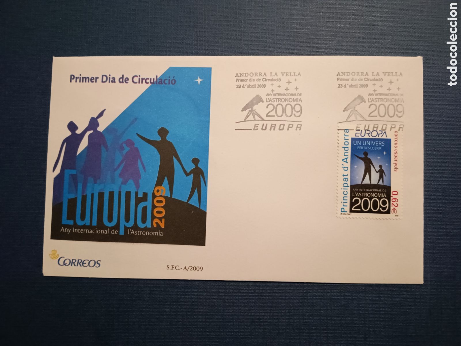 Stamps: ANDORRA - SOBRE PRIMER DIA - 9 ABRIL 2009 - EUROPA - ANY INTERNACIONAL DE L'ASTRONOMIA