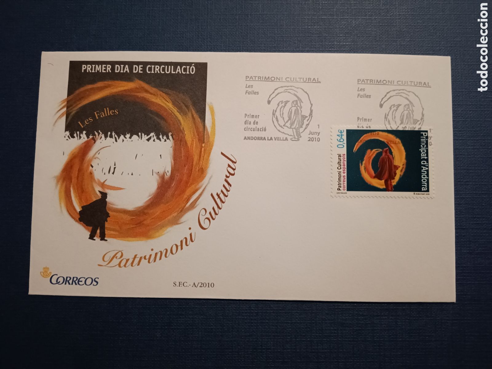 Stamps: ANDORRA - SOBRE PRIMER DIA - 1 JUNIO 2010 - PATRIMONI CULTURAL - LES FALLES