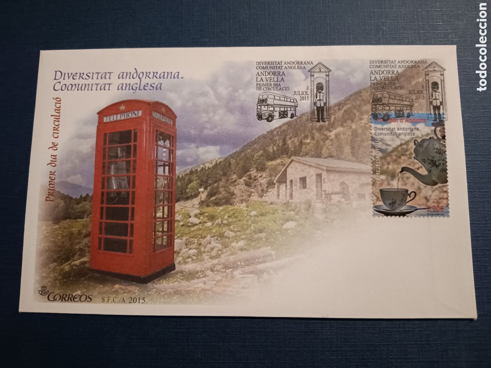 Stamps: ANDORRA - SOBRE PRIMER DIA - 8 JULIO 2015 - DIVERSITAT ANDORRANA - COMUNITAT ANGLESA