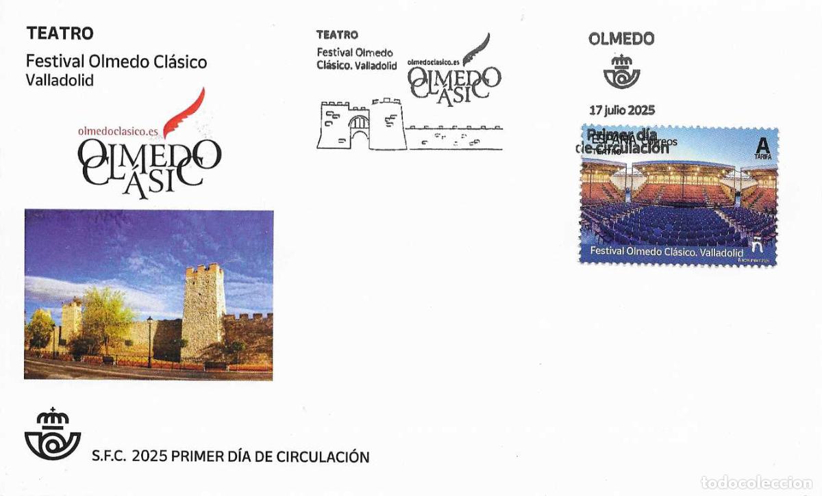 Sellos: TEATRO FESTIVAL OLMEDO CLASICO VALLADOLID 2025 (EDIFIL 5851) SPD DEL SERVICIO FILATELICO OLMEDO RARO