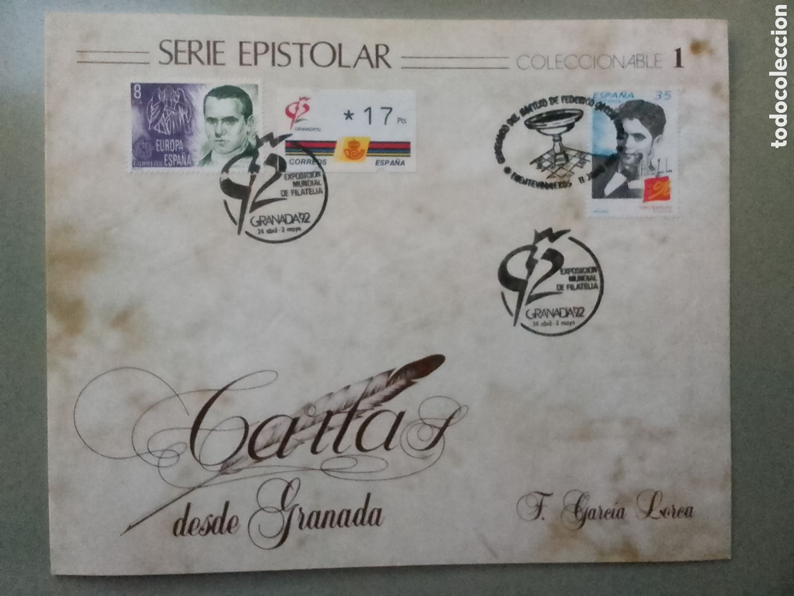 Sellos: CARTAS desde GRANADA, F. Garc&iacute;a Lorca - Foto 1