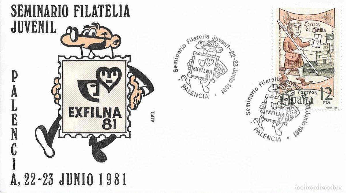 Sellos: COMIC SEMINARIO DE FILATELIA JUVENIL, PALENCIA 1981. MATASELLOS EN SOBRE ALFIL MORTADELO RARO ASI