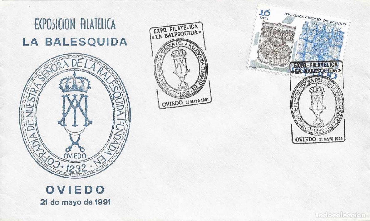 Francobolli: COFRADIA NTRA SRA DE LA BALESQUIDA EXPOSICION, OVIEDO (ASTURIAS) 1991 MATASELLOS RARO SOBRE RELIGION