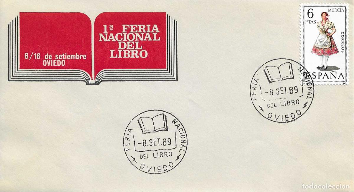 Stamps: FERIA NACIONAL DEL LIBRO, OVIEDO (ASTURIAS) 8 SEPTIEMBRE 1969. MATASELLOS EN RARO SOBRE ILUSTRADO