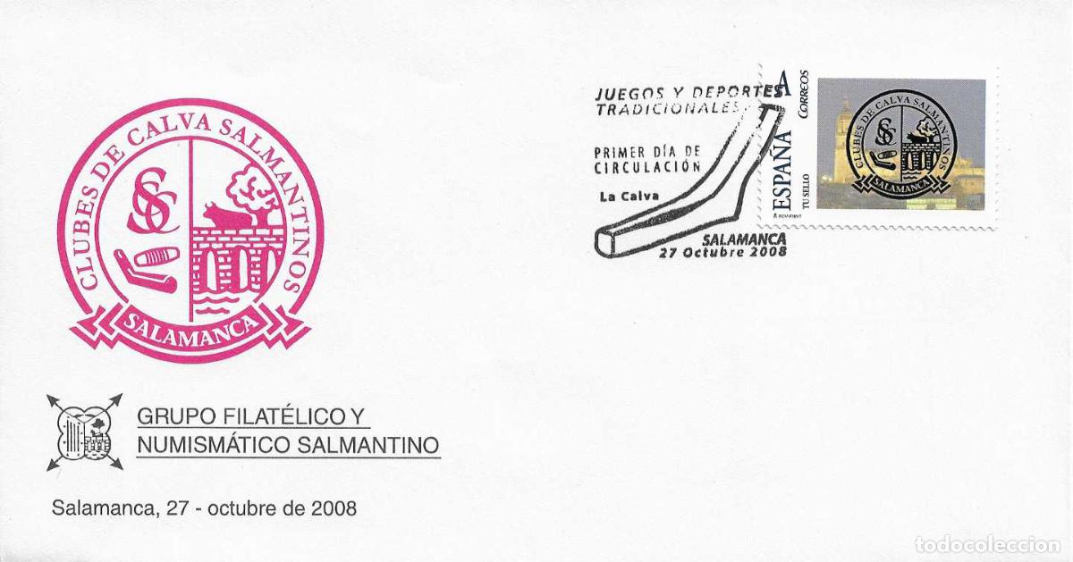 Sellos: RARO TU SELLO CALVA JUEGOS DEPORTES TRADICIONALES 2008 (EDIFIL 4435 C) SOBRE MATASELLOS PD SALAMANCA