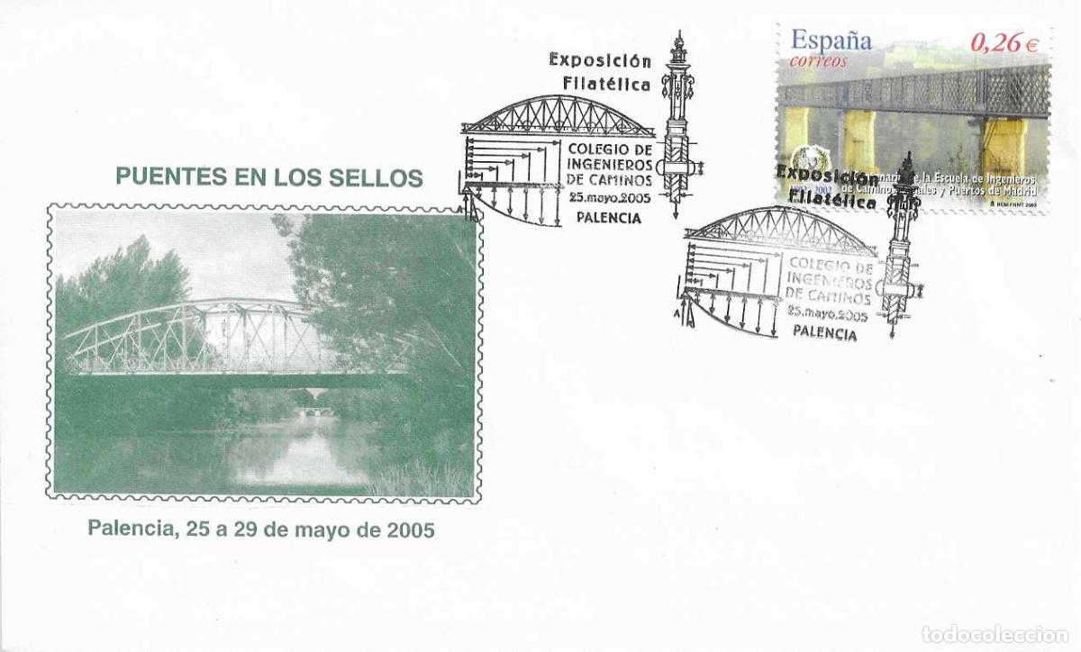 Selos: PUENTES EN LOS SELLOS COLEGIO INGENIEROS CAMINOS EXPOSICION, PALENCIA 2005. MATASELLOS EN RARO SOBRE