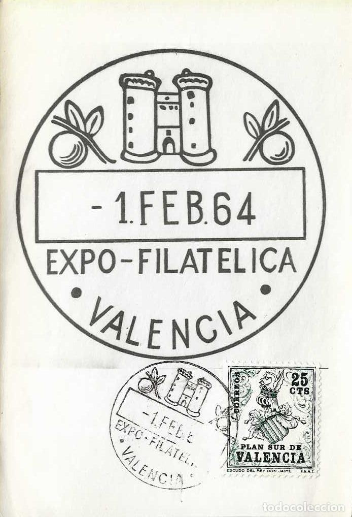 Sellos: NARANJA I EXPOSICION FILATELICA REGIONAL, VALENCIA 1 FEBRERO 1964. MATASELLOS EN RARO SOPORTE VER