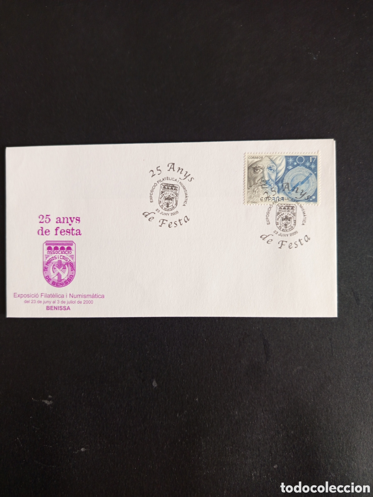 Sellos: Espa&ntilde;a, 2000. Matasello conmemorativo 25 Anys de Festa , Benissa. Pedido m&iacute;nimo 3 &euro;. Ver fotos