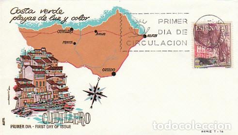 Sellos: EDIFIL 1648, CUDILLERO (ASTURIAS), PRIMER DIA DEL A&Ntilde;O 1965 EN SOBRE DE ALFIL