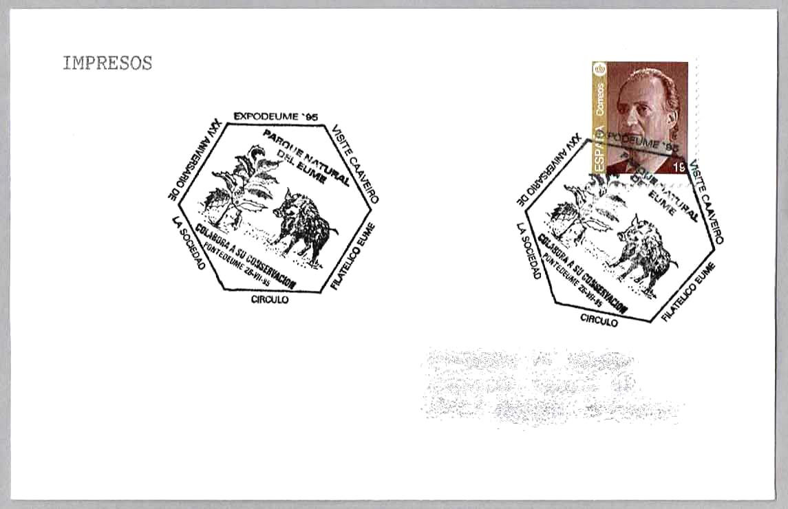 Sellos: Matasellos PARQUE NATURAL DEL EUME. Pontedeume, La Coru&ntilde;a, Galicia, 1995
