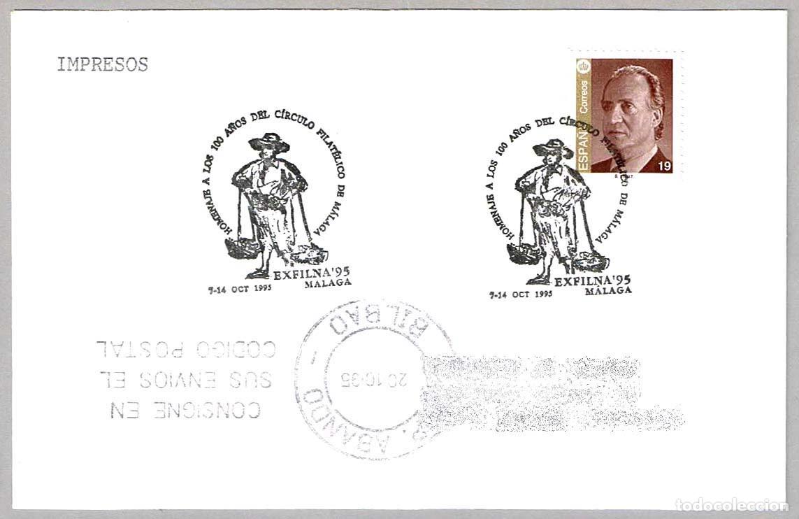 Sellos: Matasellos EXFILNA'95 - 100 A&Ntilde;OS DEL CIRCULO FILATELICO DE MALAGA. Malaga, Andalucia, 1995