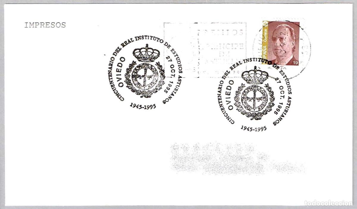Sellos: Matasellos 50 ANIV. REAL INSTITUTO DE ESTUDIOS ASTURIANOS. Oviedo, Asturias, 1995