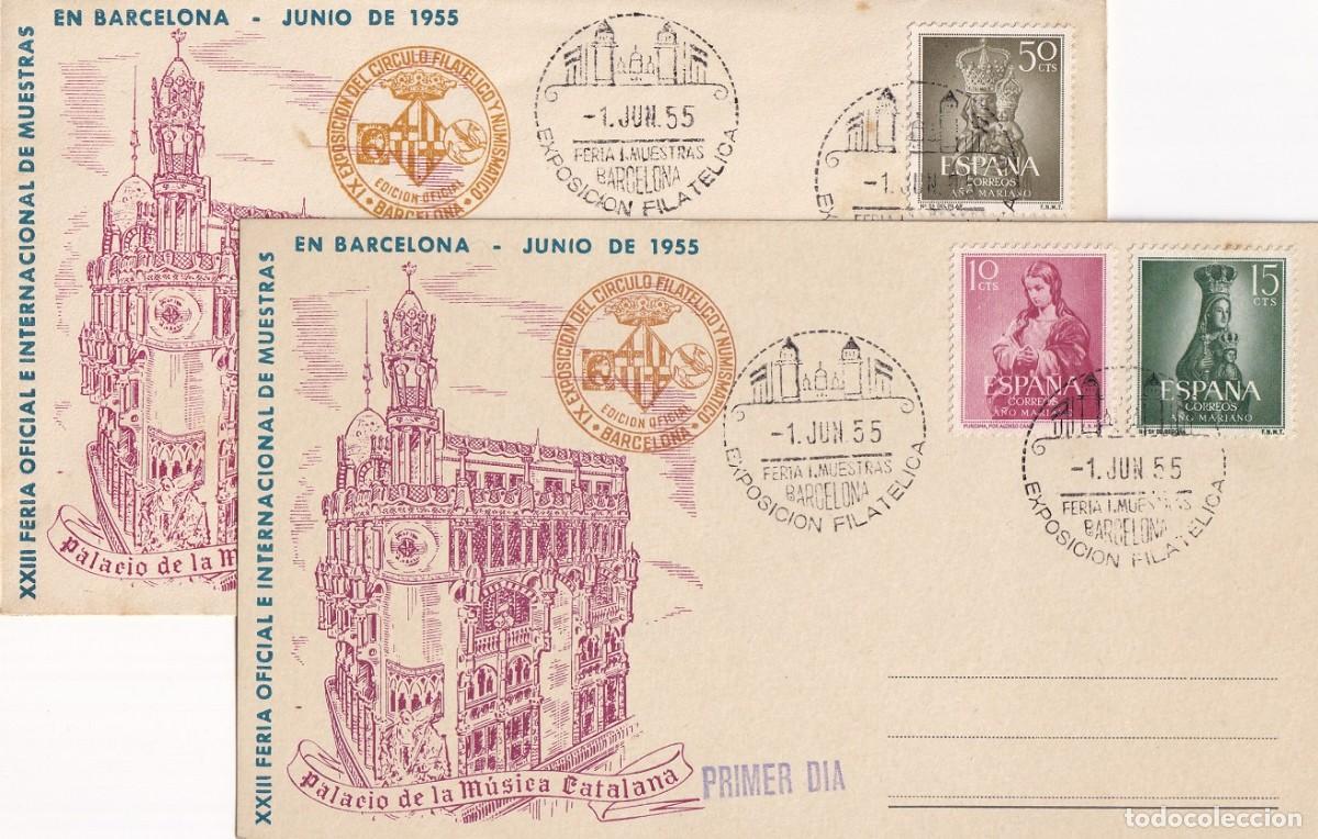 Sellos: SPD + Tarjeta Barcelona 1955 - Palacio de la M&uacute;sica Catalana - XXIII Feria Oficial e Int de Muestras