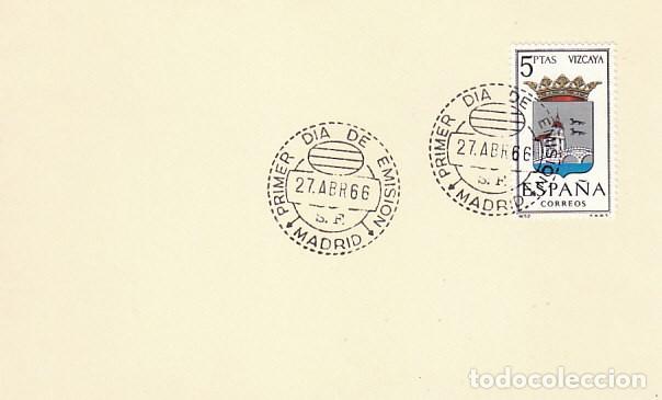 Sellos: EDIFIL 1699, ESCUDO DE VIZCAYA, PRIMER DIA MATASELLO DE MADRID DE 1966