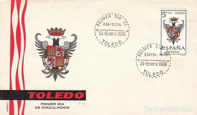 Sellos: EDIFIL 1696, ESCUDO DE TOLEDO, PRIMER DIA MATASELLO DE TOLEDO DE 1966, SOBRE DE ARRONIZ