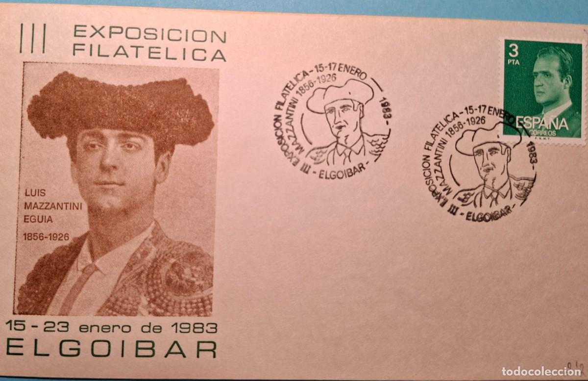 Sellos: Sobre con matasellos especial, entre los a&ntilde;os 1983 y 2002, motivo diferentes exposiciones en ELGOIBA