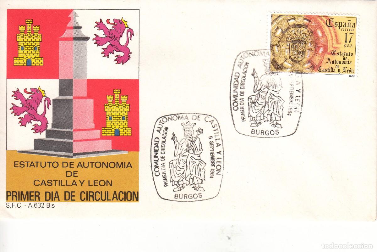 Sellos: SOBRE: BURGOS 1984. ESTATUTO DE AUTONOMIA CASTILLA Y LEON