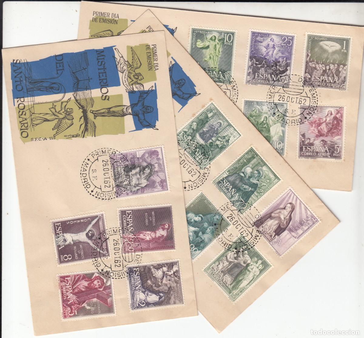 Sellos: 1962 SPD - PRIMER DIA MISTERIOS DEL SANTO ROSARIO NUMS. 1463 A 1477 - COMPLETA