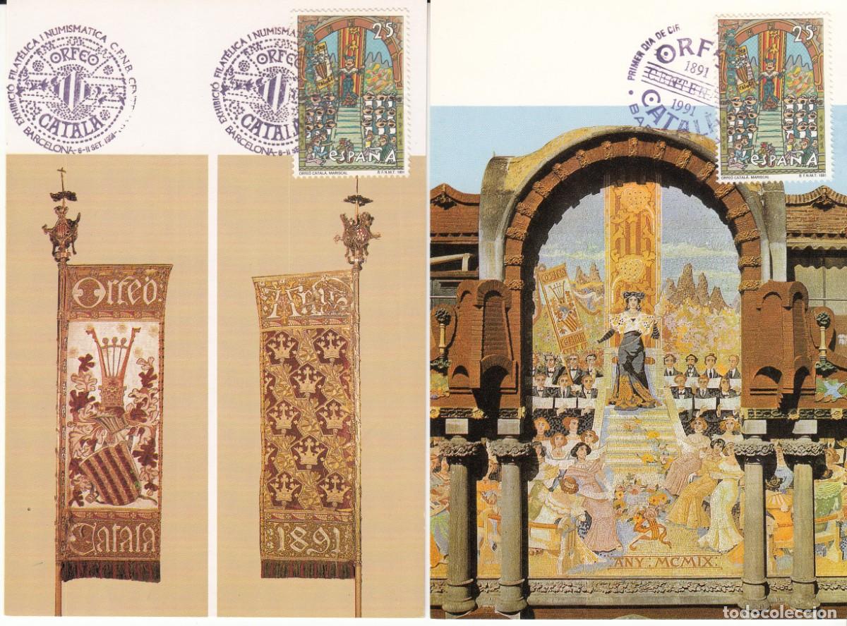 Sellos: 1991 - 2 M&Aacute;XIMAS DE L'ORFE&Oacute; CATAL&Agrave; EN BARCELONA CON MATASELLOS DISTINTOS