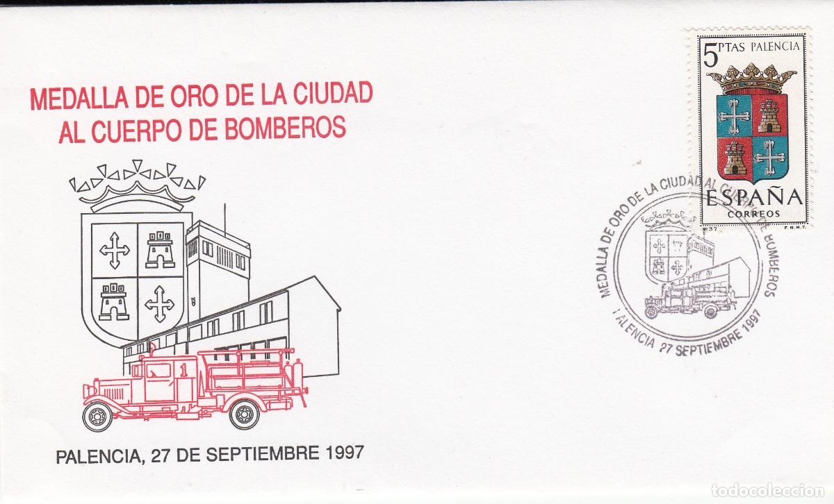 Sellos: 1997 - MATASELLOS MEDALLA DE ORO DE LA CIUDAD AL CUERPO DE BOMBEROS - PALENCIA