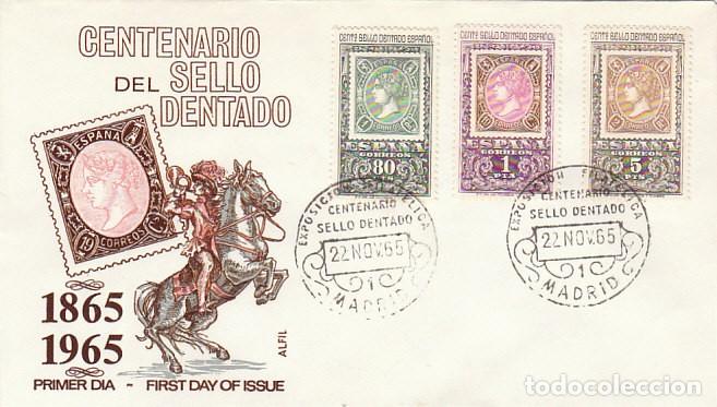 Sellos: EDIFIL 1689/91, CENT&ordm; SELLO DENTADO ESPA&Ntilde;OL, PRIMER DIA ESPECIAL DE 22-11-1965 EN SOBRE DE ALFIL