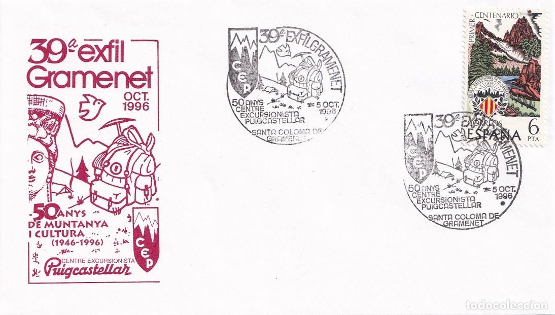 Sellos: Sobre Santa Coloma de Gramenet 1996 Puigcastellar CEP 39 Exfil Gramenet - 50 Anys Muntanya i cultura