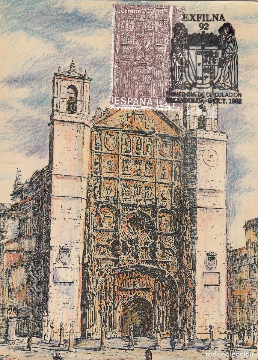 Sellos: 1992 - MATASELLOS DE EXFILNA 92 - VALLADOLID EN TARJETA M&Aacute;XIMA