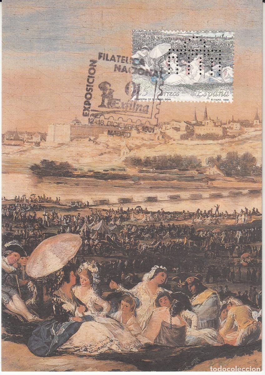 Sellos: 1991 - MATASELLOS DE EXFILNA 91 - MADRID EN TARJETA M&Aacute;XIMA CON PERFORADO