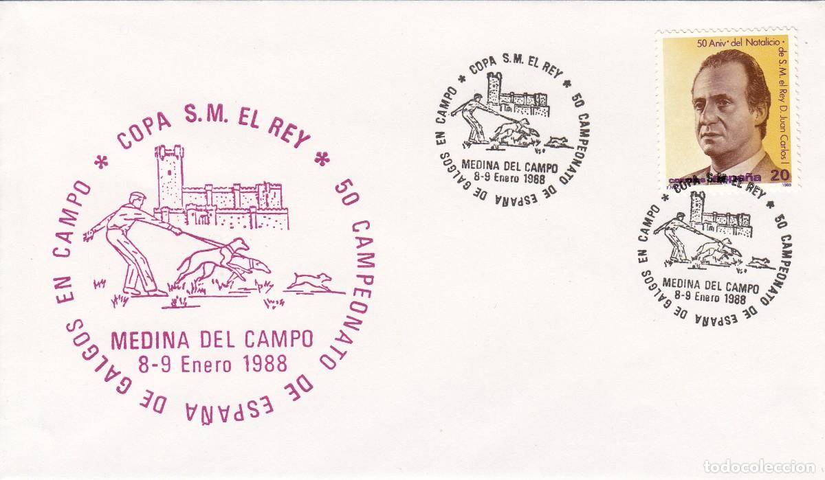 Sellos: 1988 - MATASELLOS CAMPEONATOS DE ESPA&Ntilde;A DE GALGOS EN CAMPO - MEDINA DEL CAMPO -