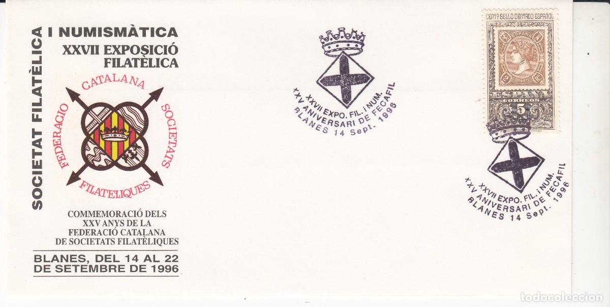 Sellos: MATASELLOS EXPOSICI&Oacute; 25 ANYS FECAFIL - BLANES - 1996