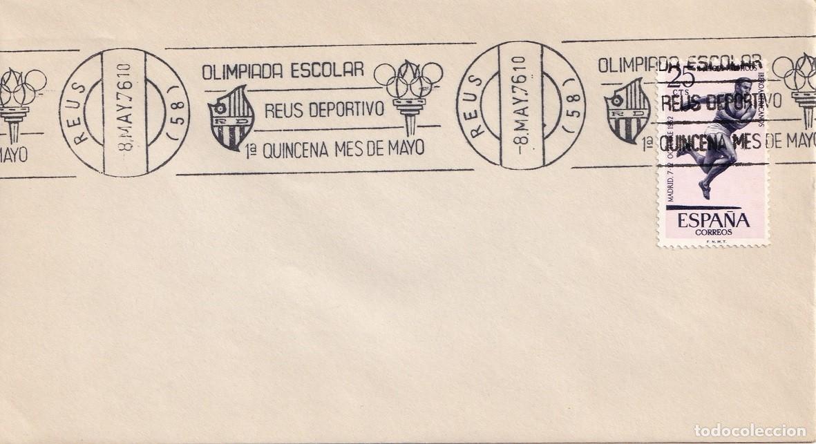 Sellos: Sobre Reus 1976 - Matasellos rodillo - Olimpiada escolar - Reus deportivo - 1&ordf; quincena mes de mayo