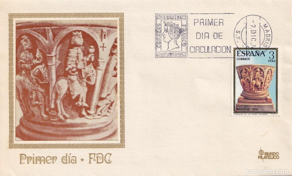 Sellos: SPD Madrid 1974 - Navidad - Primer d&iacute;a circulaci&oacute;n FDC - Adoraci&oacute;n de los Reyes Valcobero Palencia