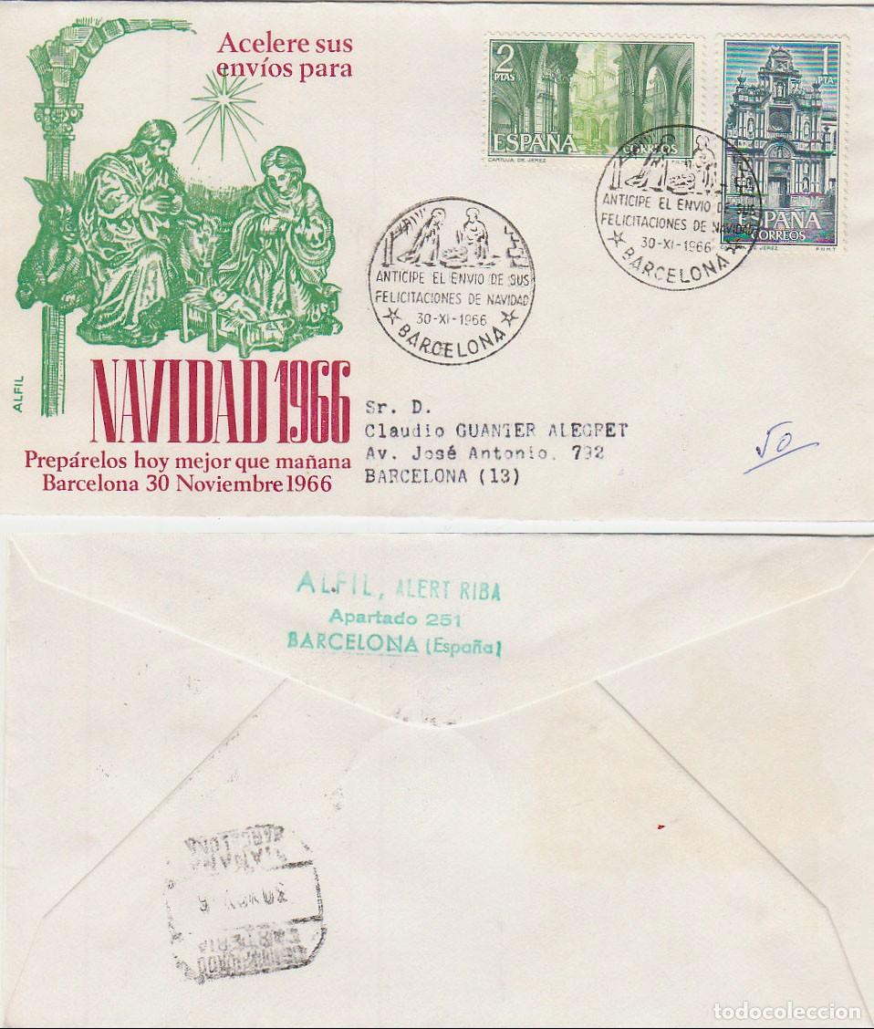 Sellos: A&Ntilde;O 1966, ANTICIPE EL ENVIO DE SUS FELICITACIONES DE NAVIDAD, EN SOBRE DE ALFIL CIRCULADO