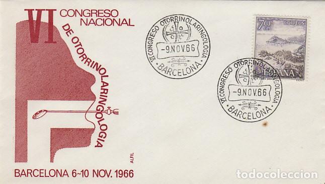 Sellos: A&ntilde;o 1966, Otorrinolaringologia, congreso nacional, en sobre de Alfil