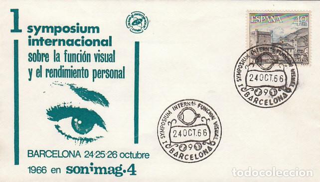 Sellos: A&Ntilde;O 1966, FUNCION VISUAL Y RENDIMIENTO PERSONAL PRIMER SIMPOSIO INTERNACIONAL, SOBRE ALFIL - Foto 1