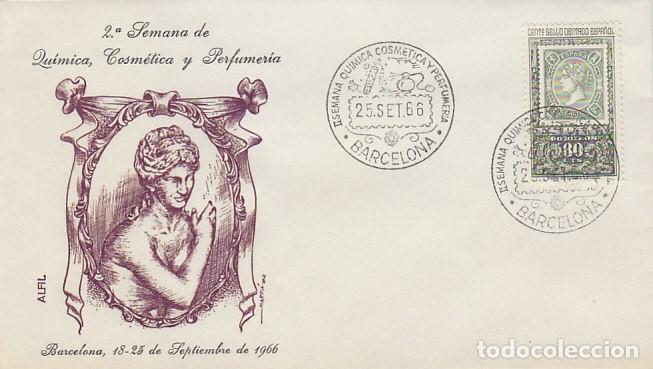 Sellos: A&ntilde;o 1966, II semana de cosmetica, quimica y perfumeria en Barcelona, en sobre de Alfil