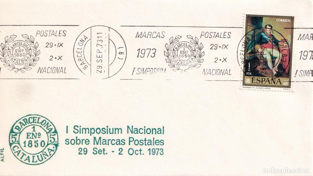 Briefmarken: Sobre Barcelona 1973 - Matasellos rodillo - I Simposium Nacional sobre Marcas Postales 29 Set-2 Oct.