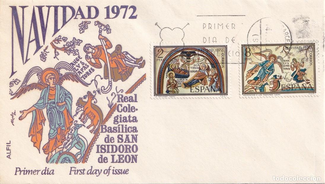 Briefmarken: SPD Alfil Barcelona 1972 FDC - Navidad - Real Colegiata Bas&iacute;lica San Isidro d Le&oacute;n - Pesebre &Aacute;ngeles