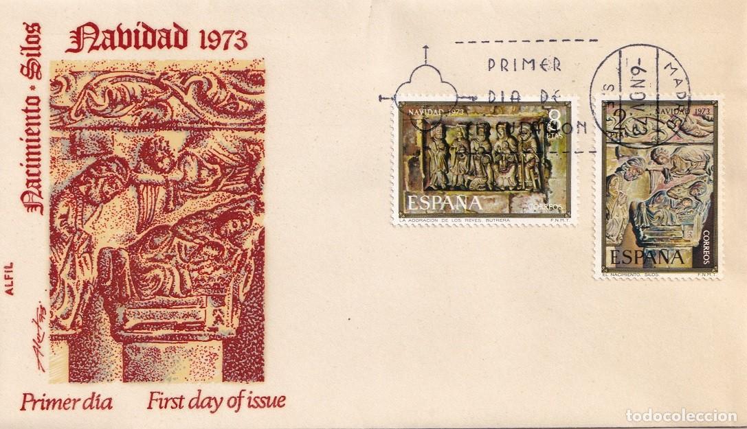 Sellos: SPD en Alfil Madrid 1973 FDC - Navidad - Nacimiento Capitel Silos - Adoraci&oacute;n Butrera Burgos