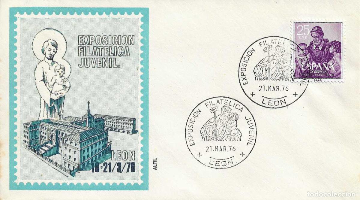 Sellos: COLEGIO MARISTAS SAN JOSE EXPOSICION JUVENIL, LEON 21 MARZO 1976. RARO MATASELLOS EN SOBRE DE ALFIL