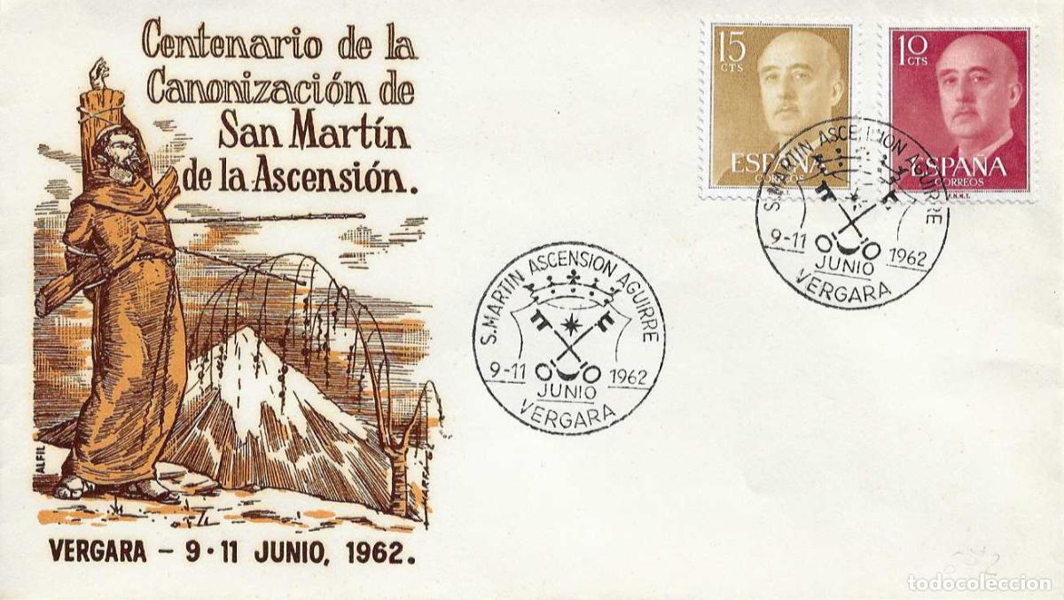 Sellos: SAN MARTIN ASCENSION AGUIRRE, VERGARA (GUIPUZCOA) 1962. MATASELLOS EN SOBRE SIN CIRCULAR ALFIL RWR